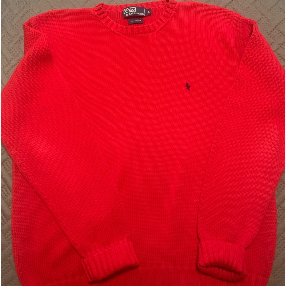 Red Polo Sweater size large. Great for the holidays